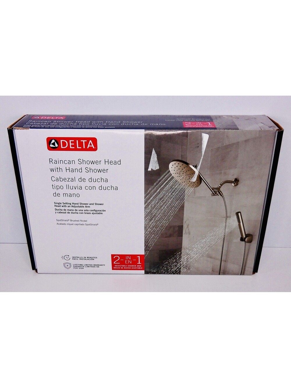 Delta 75107SN 8" Adjustable Rain Shower Hand Shower Combo Brushed Nickel